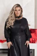 Святкова чорна сукня зі стразами - Зображення 3