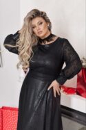 Святкова чорна сукня зі стразами - Зображення 4