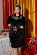 Стильна чорна велюрова сукня - Зображення 5