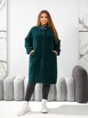 Подовжене альпакове пальто з брошкою