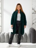 Подовжене альпакове пальто з брошкою зелений - Зображення 3